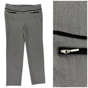 Soho Pants Womens PXL Trousers Stretch Pull On Gray Herringbone Work Office
